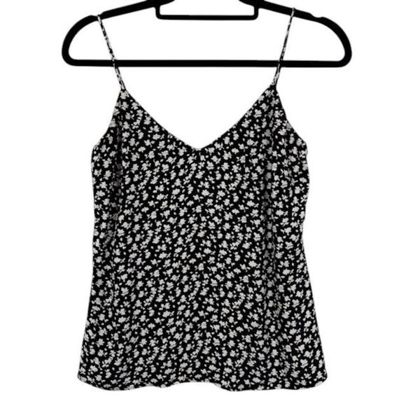 Something Navy Black and White Floral Cami Top Tank Spaghetti Straps Size XXS - Picture 1 of 10